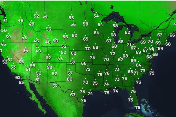 Current dew points across the country from The Weather Channel. Let's move to Salt Lake City.